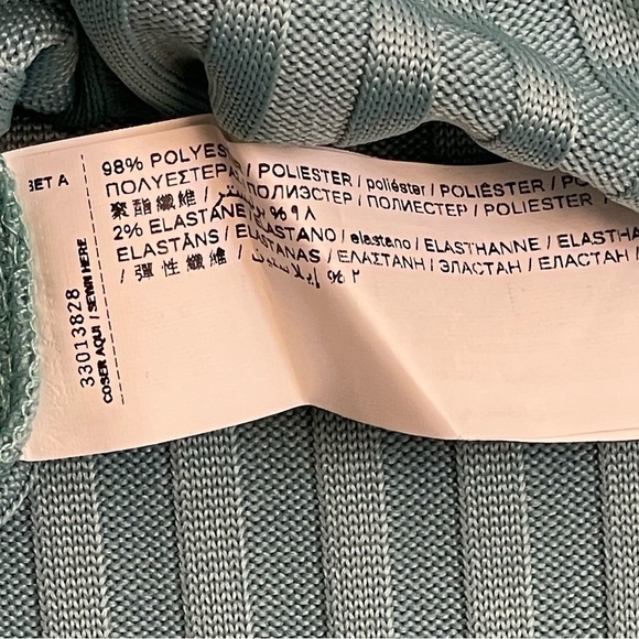 3/$25 Mango Sea Foam Ribbed Knit Scoop Neck Stretch Top - Picture 8 of 8